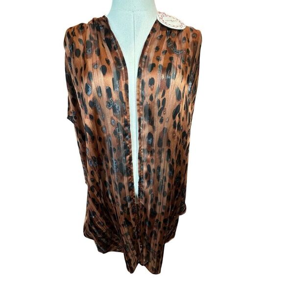 Umgee NWT Women’s Size S/M Sheer Animal Print Open Front Kimono Mob Wife NEW - Picture 3 of 15
